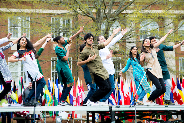 Students dance at the International Fiesta