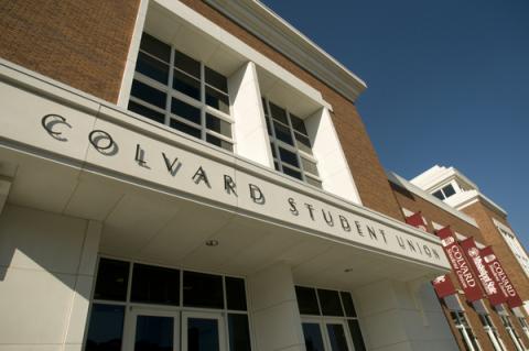 A photo of the front of the Colvard Student Union